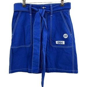 GAS Jeans Blue‎ Nausyca Utility Belted Skirt Patches Size 27 / 4 New